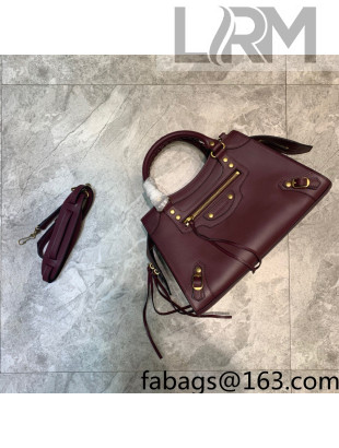 Balenciaga Neo Classic Small Bag in Smooth Calfskin Burgundy/Gold 2021 638511