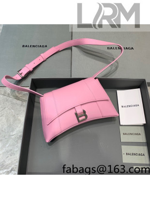 Balenciaga Hourglass Sling Back Small Bag in Smooth Leather Light Pink 2021 180609