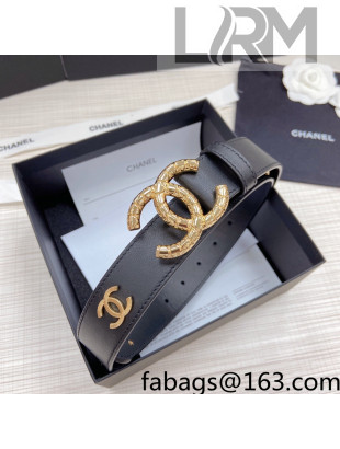 Chanel Calfskin Belt 3cm with Metallic CC Buckle Black 2022 71