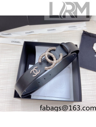 Chanel Calfskin Belt 3cm with Metallic CC Buckle Black 2022 73