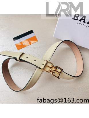 Bally Calf Leather Belt 3cm with Interlocking B Buckle White 2022 55