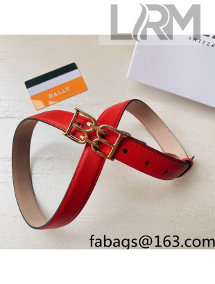Bally Calf Leather Belt 3cm with Interlocking B Buckle Red 2022 57