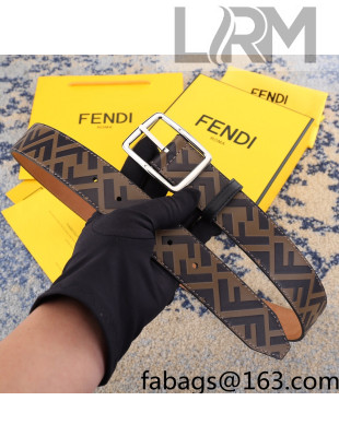Fendi FF Leather Belt 3.5cm with Pin Buckle Brown 2022 031154