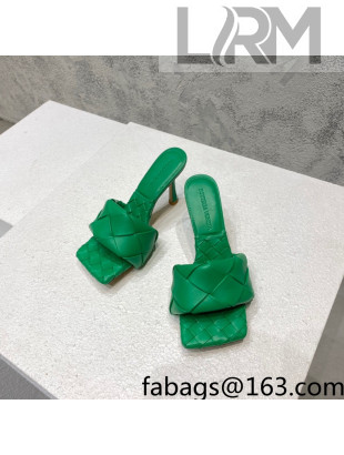 Bottega Veneta Woven Lambskin High Heel Slide Sandals 9.5cm Green 2022 032121