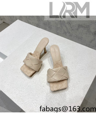 Bottega Veneta Woven Lambskin High Heel Slide Sandals 9.5cm Nude 2022 032123