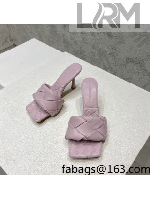 Bottega Veneta Woven Lambskin High Heel Slide Sandals 9.5cm Pink 2022 032124