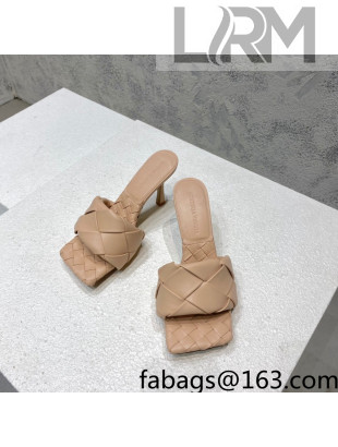 Bottega Veneta Woven Lambskin High Heel Slide Sandals 9.5cm Beige 2022 032127