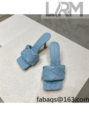 Bottega Veneta Woven Lambskin High Heel Slide Sandals 9.5cm Blue 2022 032129