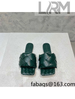Bottega Veneta Woven Lambskin Flat Slide Sandals 9.5cm Green 2022 032117