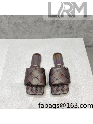 Bottega Veneta Woven Lambskin Flat Slide Sandals 9.5cm Iridescent/Brown 2022 032135