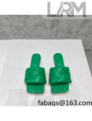 Bottega Veneta Woven Lambskin Flat Slide Sandals 9.5cm Green 2022 032136
