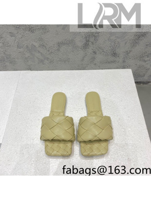 Bottega Veneta Woven Lambskin Flat Slide Sandals 9.5cm Yellow 2022 032141