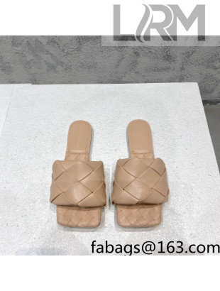 Bottega Veneta Woven Lambskin Flat Slide Sandals 9.5cm Beige 2022 032142