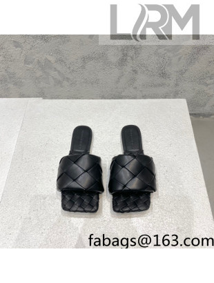 Bottega Veneta Woven Lambskin Flat Slide Sandals 9.5cm Black 2022 032146