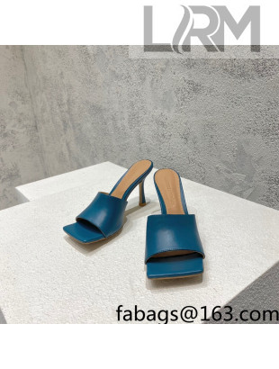 Bottega Veneta Stretch Lambskin High Heel Slide Sandals 9.5cm Blue 2022 032150