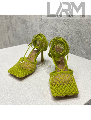 Bottega Veneta Cord Mesh High Heel Sandals 9cm Kiwi Green 2022