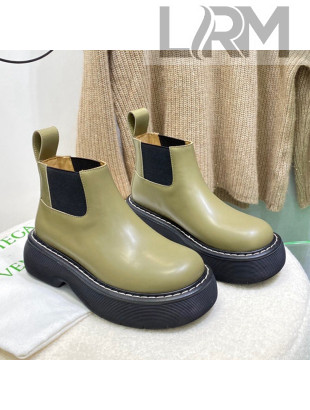 Bottega Veneta Swell Brush Leather Ankle Boots Bottle Beige/Black 2021 37