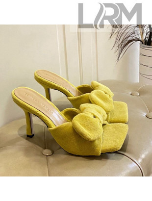 Bottega Veneta Towel Bow High Heel Slide Sandals 10cm Yellow 2022