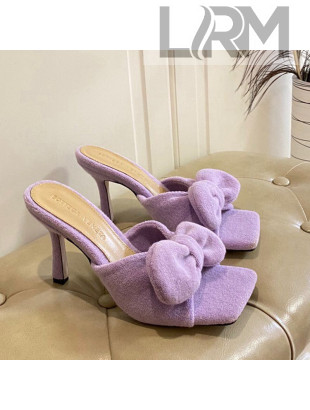 Bottega Veneta Towel Bow High Heel Slide Sandals 10cm Purple 2022