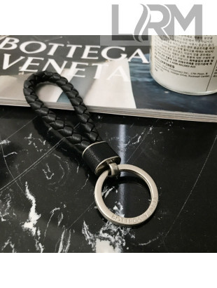 Bottega Veneta Intrecciato Lambskin Key Ring Black/Silver 2022 608783