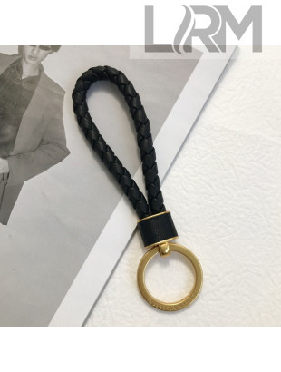 Bottega Veneta Intrecciato Lambskin Key Ring Black/Gold 2022 608783