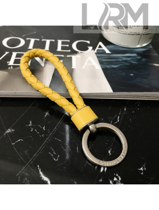 Bottega Veneta Intrecciato Lambskin Key Ring Yellow/Silver 2022 608783