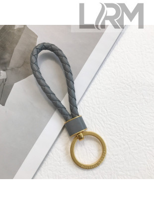 Bottega Veneta Intrecciato Lambskin Key Ring Grey/Gold 2022 608783