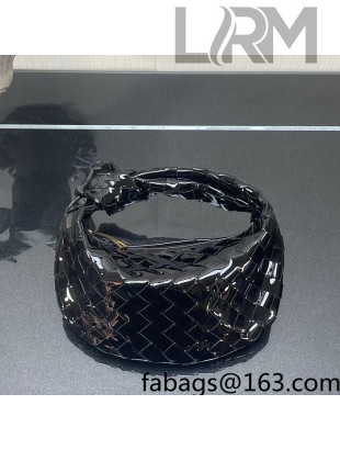 Bottega Veneta Mini Jodie Hobo Bag in Patent Leather Black 2022 651876 