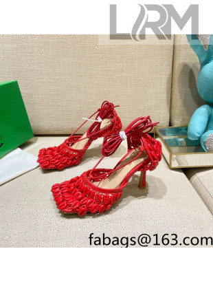 Bottega Veneta Stretch Mesh Sandals 9cm Red 2022 09