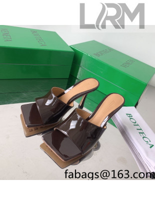 Bottega Veneta Stretch Patent Leather High Heel Slide Sandals 9cm Oxide Brown 2022