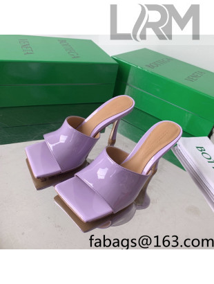 Bottega Veneta Stretch Patent Leather High Heel Slide Sandals 9cm Lavender Purple 2022