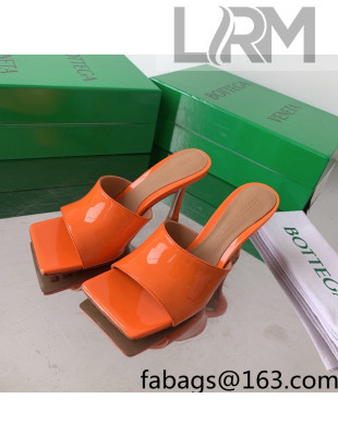 Bottega Veneta Stretch Patent Leather High Heel Slide Sandals 9cm Orange 2022