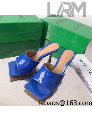 Bottega Veneta Stretch Patent Leather High Heel Slide Sandals 9cm Royal Blue 2022