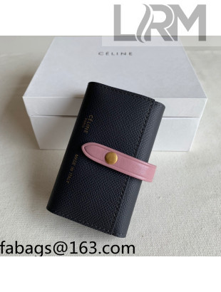Celine Palm-Grained Leather 6 Key Holder Black/Pink 2022 04