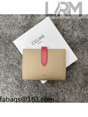 Celine Palm-Grained Leather Medium Strap Wallet Beige/Pink 2022 02