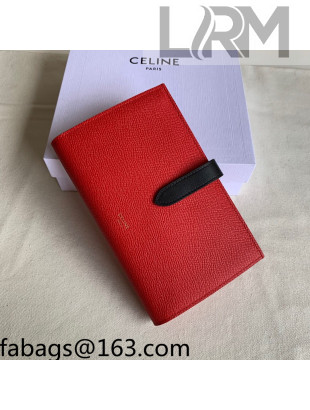 Celine Palm-Grained Leather Large Strap Wallet Red/Black 2022