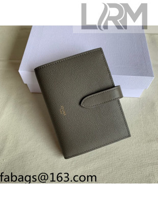 Celine Palm-Grained Leather Medium Strap Wallet Grey 2022 07