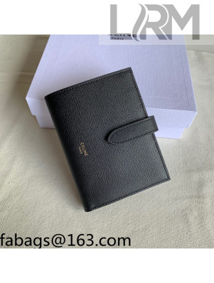 Celine Palm-Grained Leather Medium Strap Wallet Black 2022 09