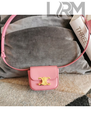 Celine Mini Triomphe Bag in Shiny Calfskin 10I513 Flamingo Pink 2022