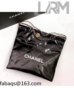 Chanel Waxy Calfskin Medium Shopping Bag Black/White 2021 