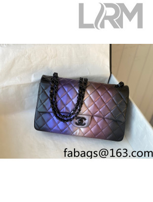 Chanel Iridescent Lambskin Medium Bag A01112 Purple/Black 2021 33
