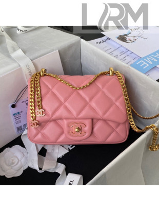 Chanel Lambskin & Enamel Mini Flap Bag AS3113 Pink 2021