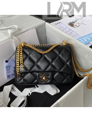 Chanel Lambskin & Enamel Mini Flap Bag AS3113 Black 2021