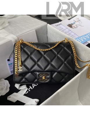Chanel Lambskin & Enamel Small Flap Bag AS3112 Black 2021