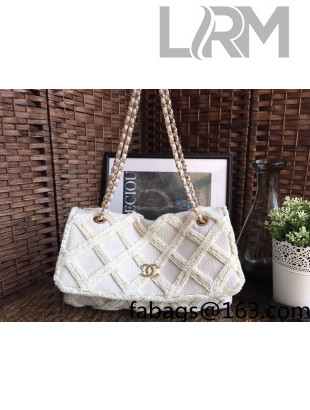 Chanel Quilted Fabric Flap Bag White 2021 18