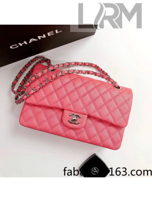 Chanel Iridescent Grained Medium Flap Bag A01112 Pink/Silver 2021 23