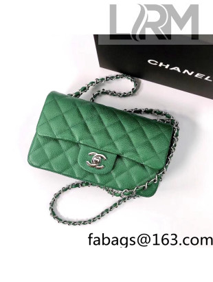 Chanel Iridescent Grained Mini Flap Bag A69900 Green/Silver 2021 26