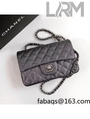 Chanel Iridescent Grained Mini Flap Bag A69900 Dark Gray/Silver 2021 30