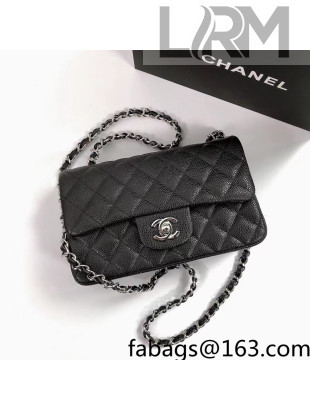 Chanel Iridescent Grained Mini Flap Bag A69900 Black/Silver 2021 29