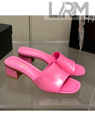 Chanel Patent Calfskin Slide Sandals 4.5cm G38689 Pink 2022 